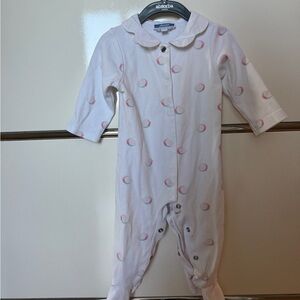 Jacadi Paris Baby girl Bird Print pajamas one piece footie organic cotton